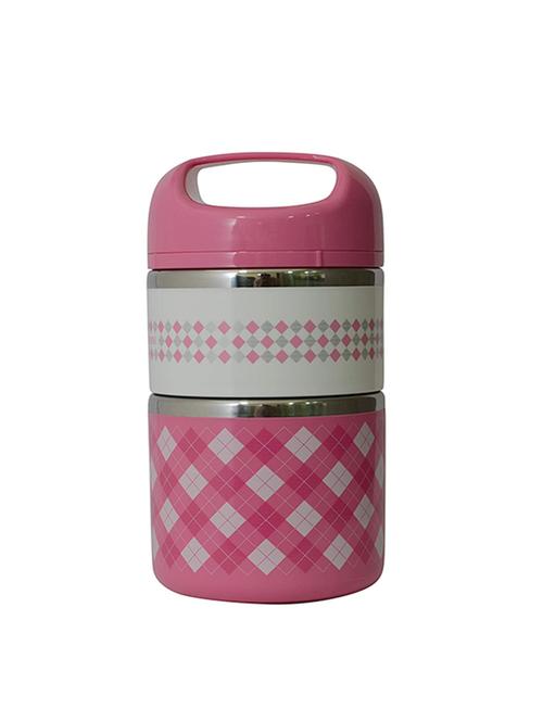 2 layer premium pink office/school lunch box set - leak proof and spill proof - 15375232 - Very Small Image - 1