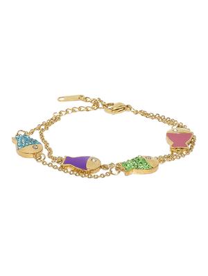 gold metal links bracelet - 15375525 - Standard Image - 3