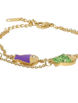 gold metal links bracelet - 15375525 - Standard Image - 6