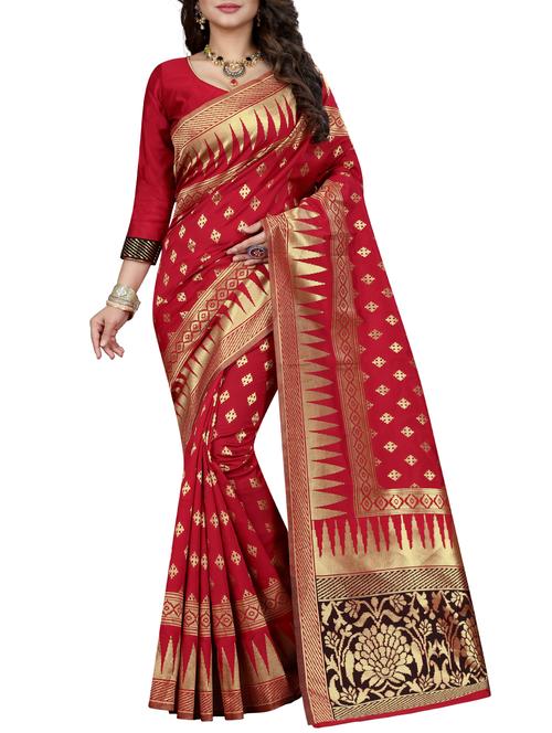 zari woven banarasi saree with blouse - 15375826 - Very Small Image - 1