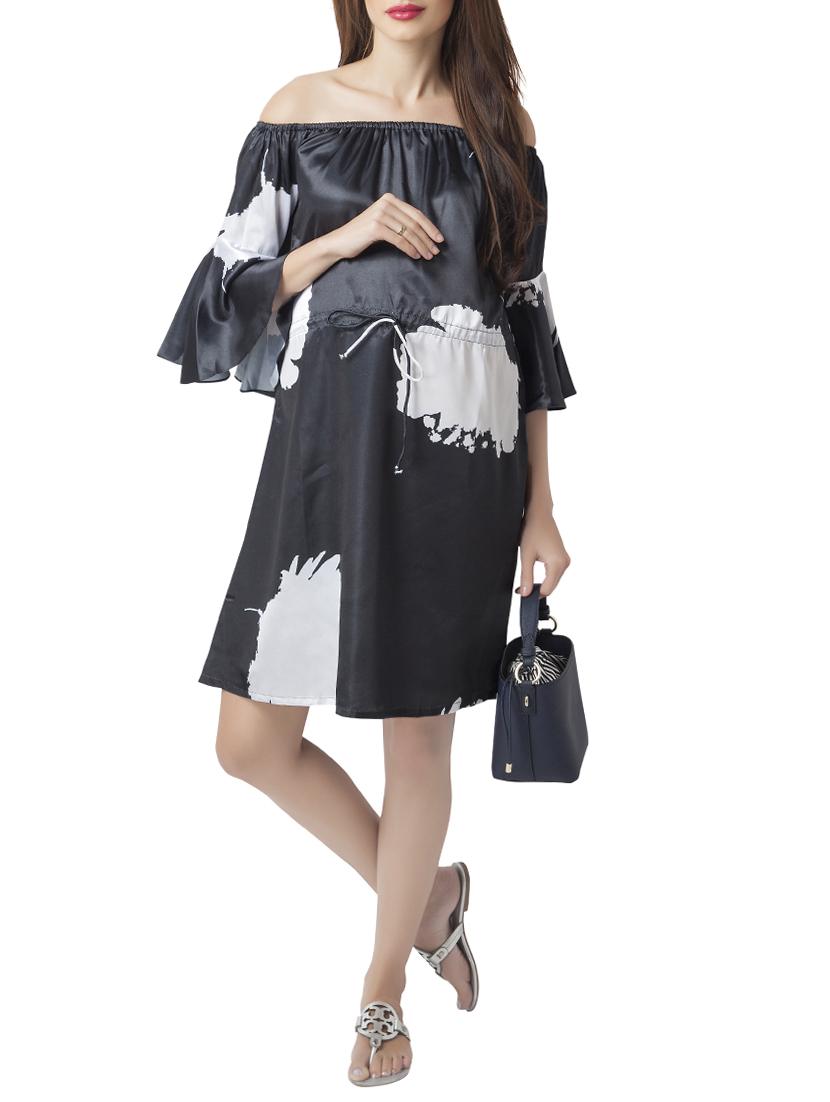 bell sleeved off shoulder maternity wear dress - 15376019 - Zoom Image - 1