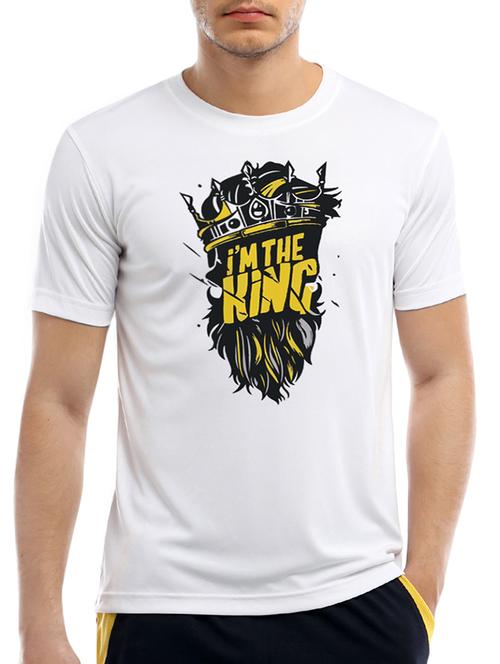 white polyester chest print t-shirt - 15376094 - Standard Image - 1