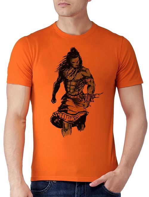 orange polyester chest print t-shirt - 15376105 - Standard Image - 1