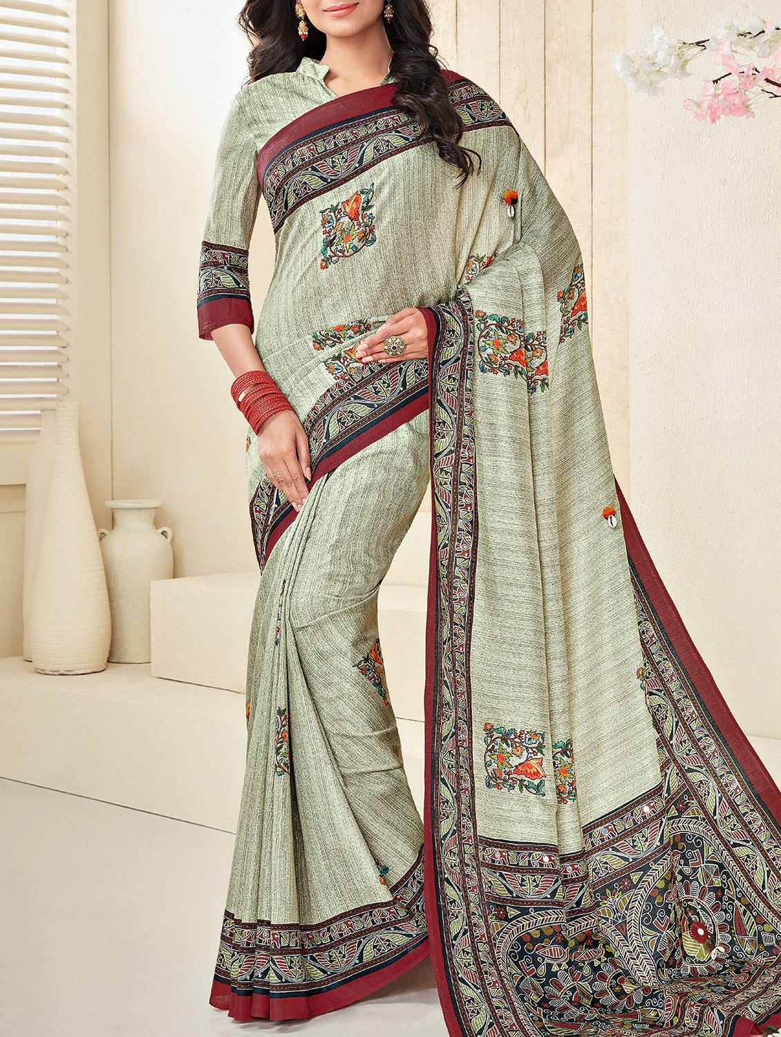 floral printed saree with blouse - 15376704 - Zoom Image - 1