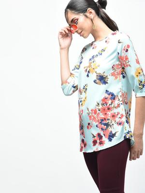 floral boat neck top - 15376811 - Standard Image - 3