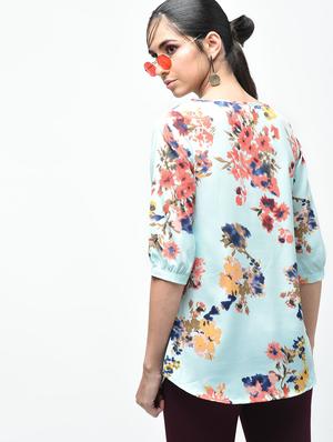 floral boat neck top - 15376811 - Standard Image - 4