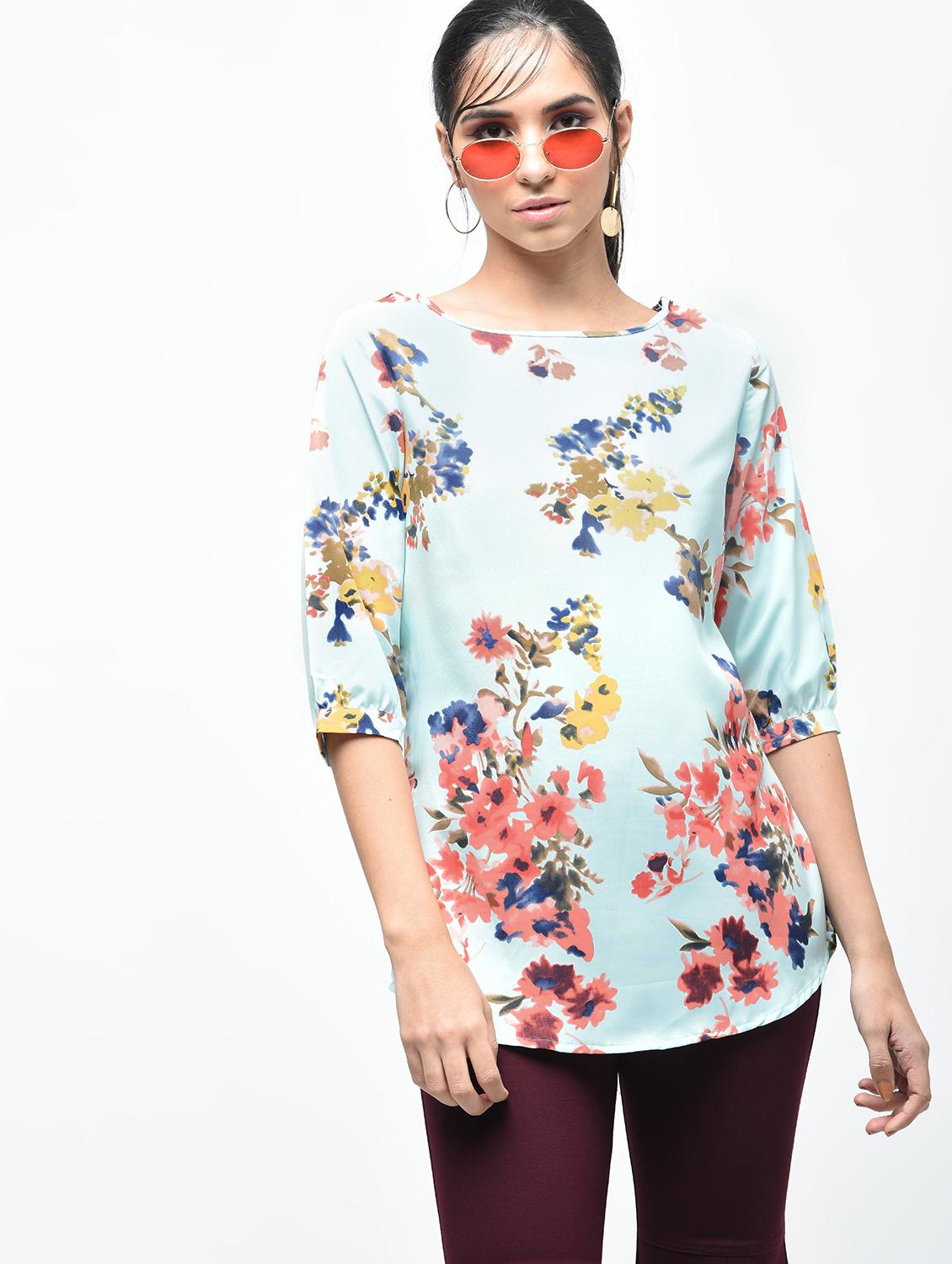 floral boat neck top - 15376811 - Zoom Image - 2