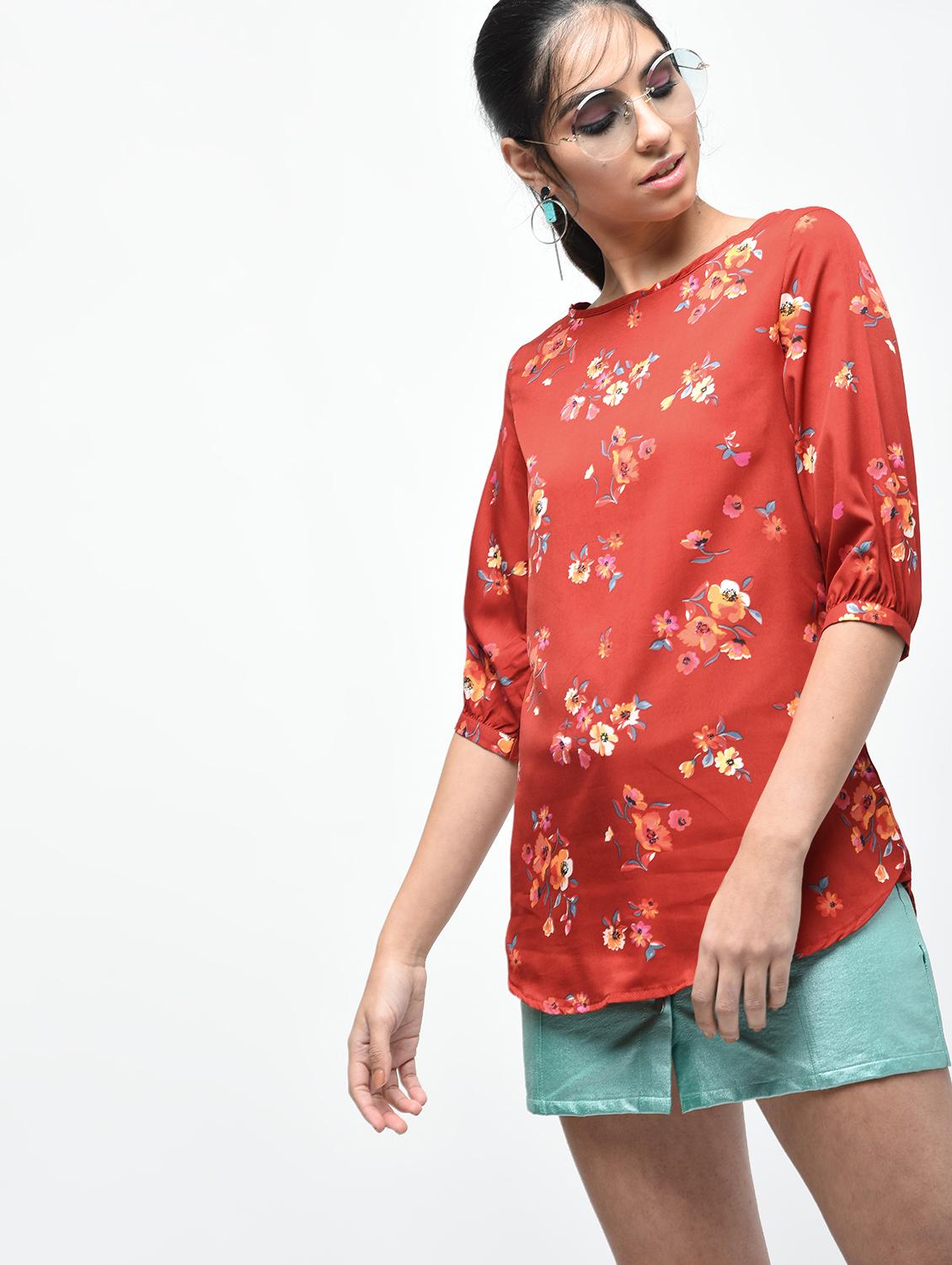 floral rounded hem tunic - 15376814 - Zoom Image - 2
