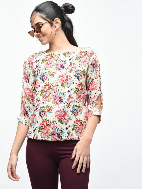 floral boat neck tunic - 15376820 - Standard Image - 1