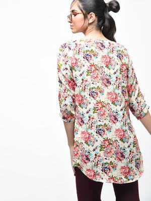 floral boat neck tunic - 15376820 - Standard Image - 3