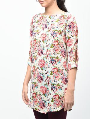 floral boat neck tunic - 15376820 - Standard Image - 5