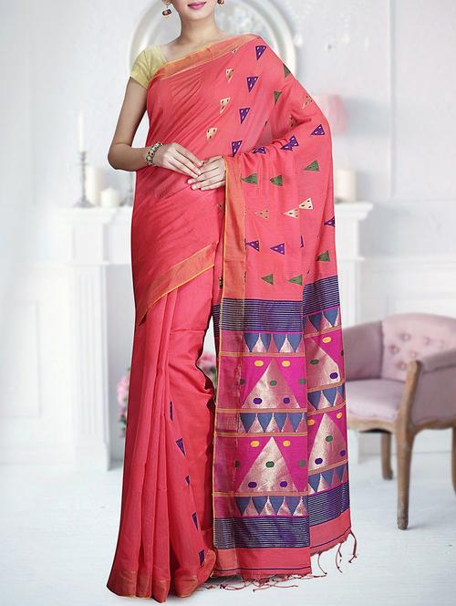 temple pallu handloom saree with blouse - 15377158 - Standard Image - 1