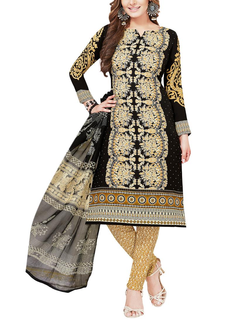 printed unstitched churidaar suit - 15378531 - Zoom Image - 1