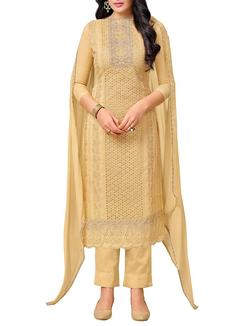 Embroidered unstitched straight pant suit - 15378540 - Zoom Image - 1