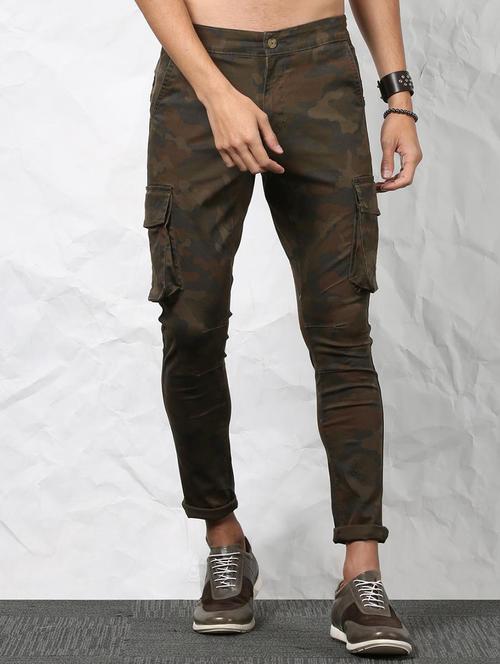 brown cotton cargos casual trousers - 15379410 - Standard Image - 1