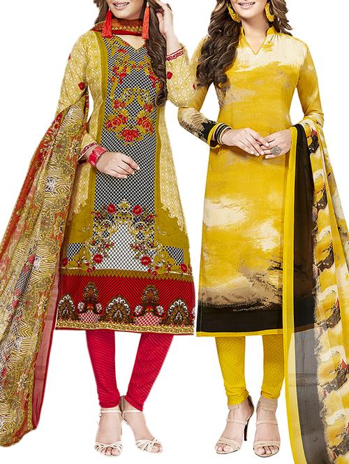 multi colored unstitched combo suit - 15381304 - Standard Image - 1