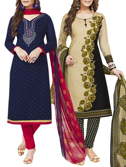 multi colored unstitched combo suit - 15381767 - Standard Image - 1