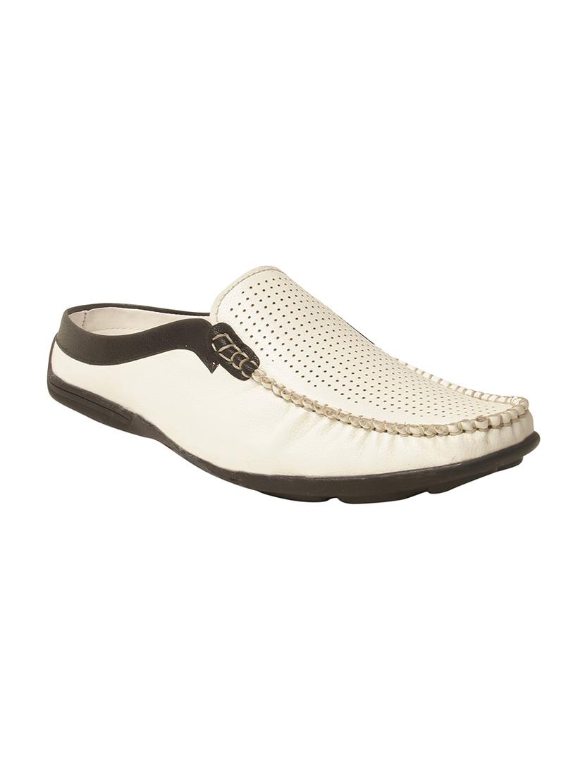 white leatherette slip on loafers - 15383105 - Zoom Image - 1