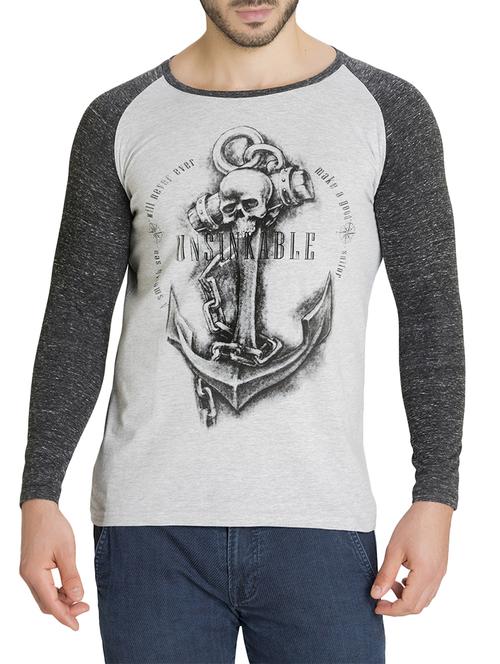 grey cotton front print t-shirt - 15383173 - Standard Image - 1