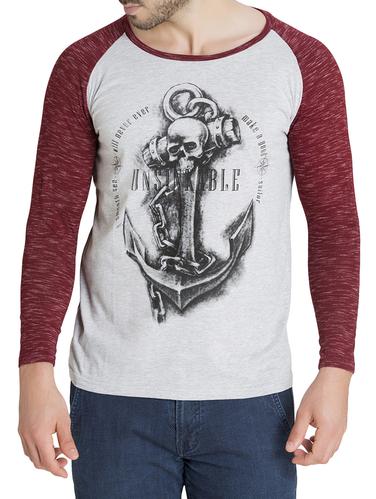 maroon cotton front print tshirt - 15383174 - Very Small Image - 1