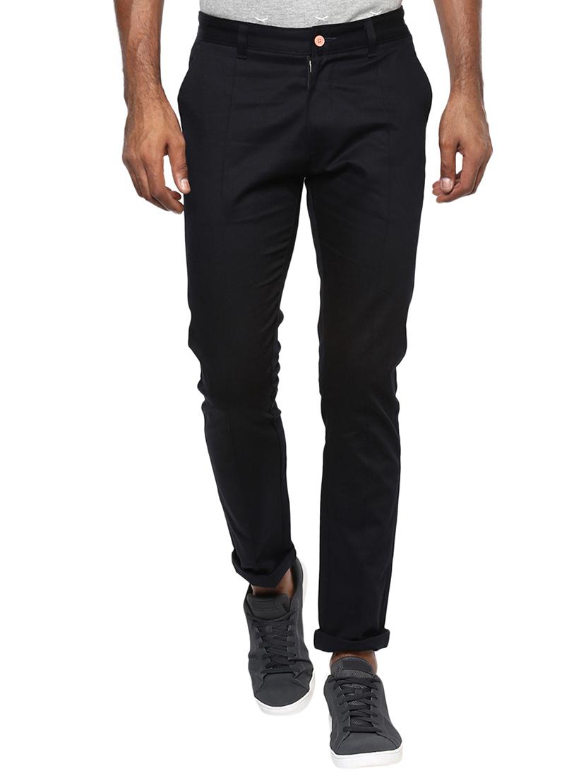 black cotton chinos casual trousers - 15383709 - Zoom Image - 1