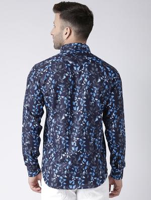 blue cotton blend casual shirt - 15383736 - Standard Image - 3
