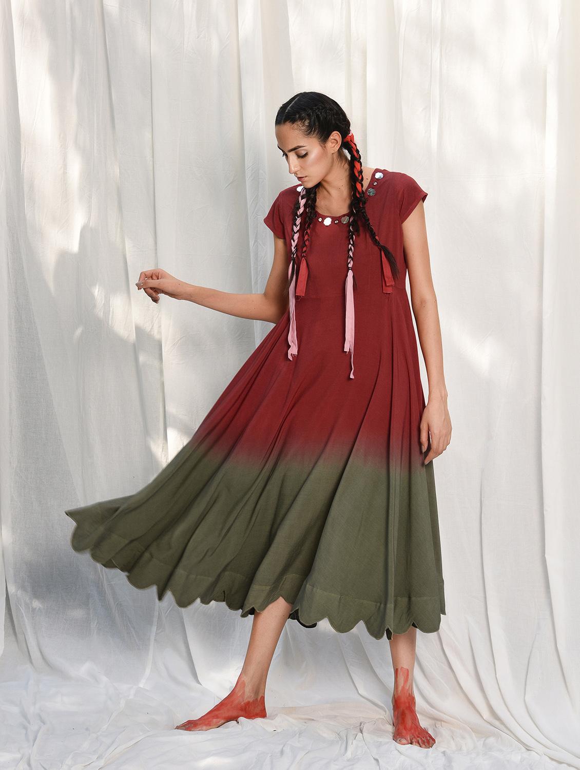 maxi lenth ombre ethnic dress - 15384127 - Zoom Image - 1