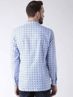 blue cotton short kurta - 15384236 - Standard Image - 3