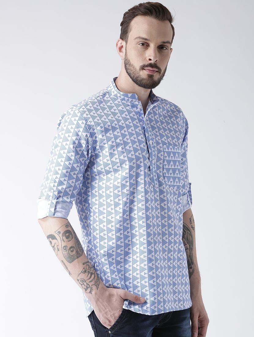 blue cotton short kurta - 15384236 - Zoom Image - 2