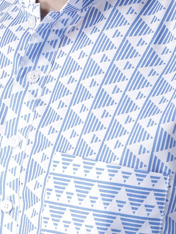 blue cotton short kurta - 15384236 - Zoom Image - 4