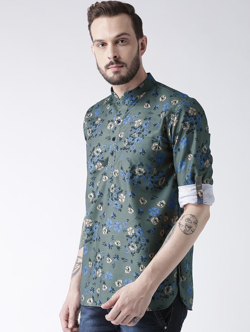 green cotton short kurta - 15384241 - Zoom Image - 2