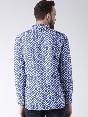 blue cotton short kurta - 15384245 - Standard Image - 3