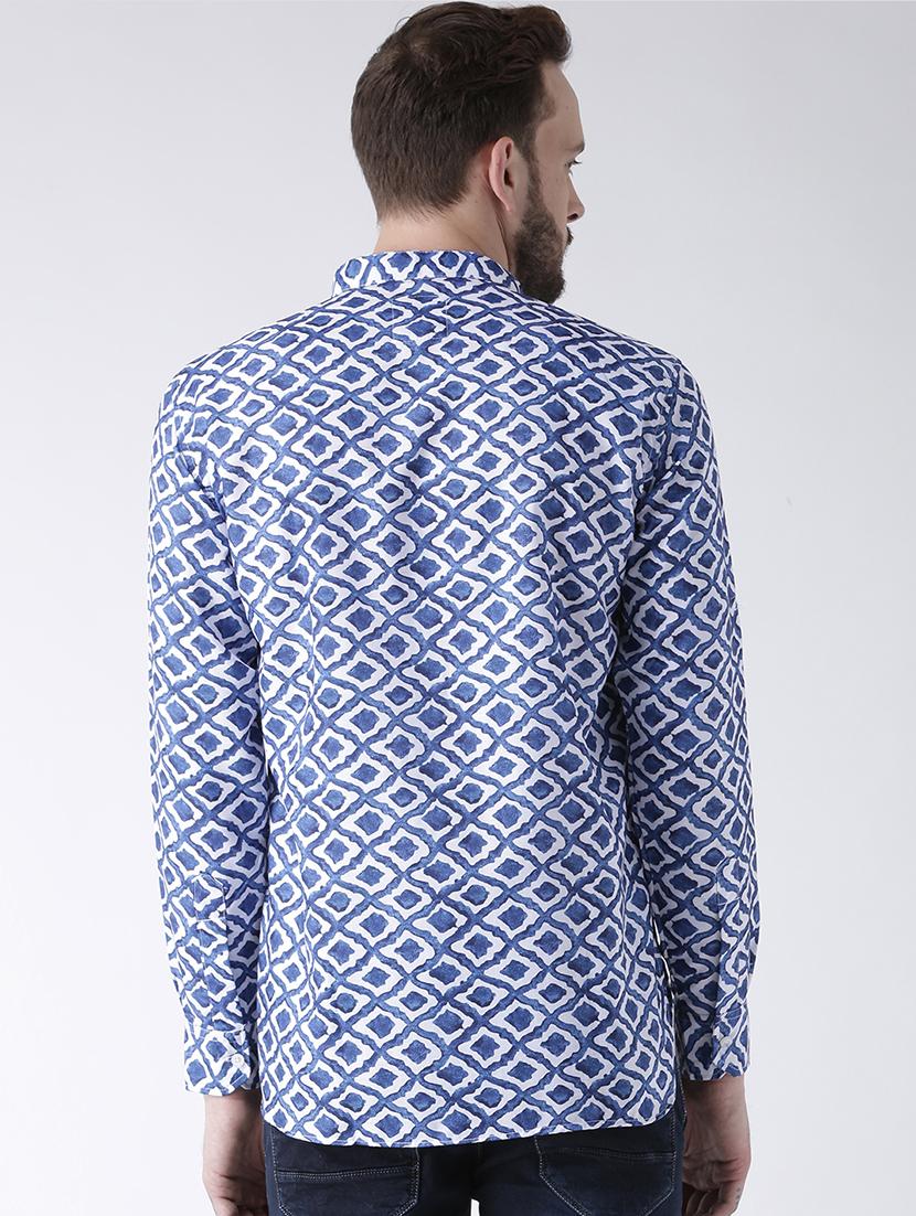 blue cotton short kurta - 15384245 - Zoom Image - 3