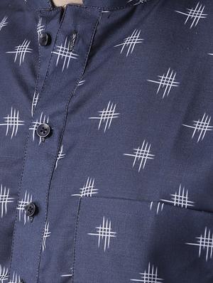 blue cotton short kurta - 15384248 - Standard Image - 4