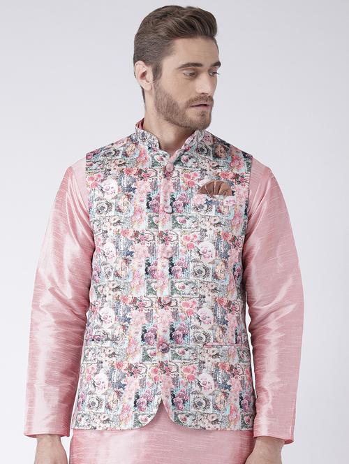 multi colored cotton nehru jacket - 15384305 - Standard Image - 1