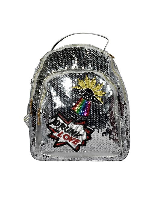 silver leatherette (pu) fashion backpack - 15384485 - Standard Image - 1