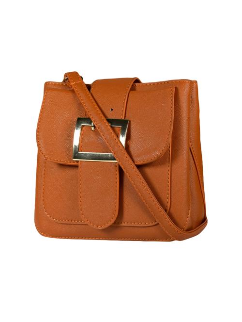 tan leatherette (pu) regular sling bag - 15384501 - Standard Image - 1