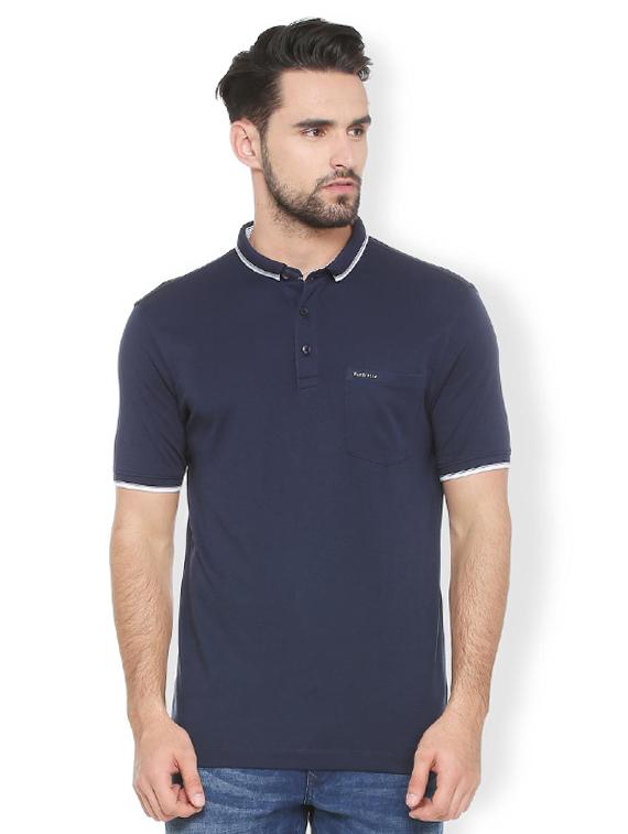 navy blue cotton pocket t-shirt - 15384757 - Zoom Image - 1