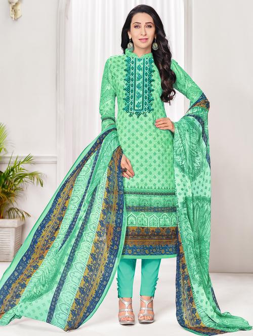 embroidered unstitched straight pant suit - 15385320 - Standard Image - 1