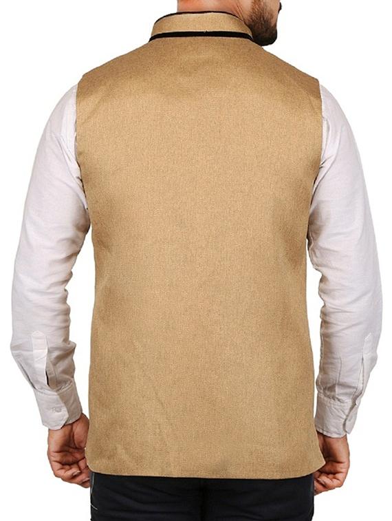 brown cotton nehru jacket - 15385844 - Zoom Image - 3