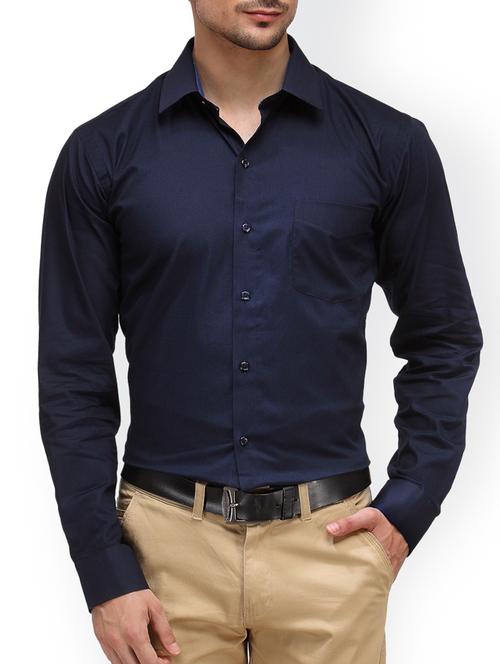 navy blue cotton formal shirt - 15385866 - Standard Image - 1