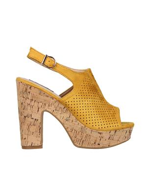yellow suede ankle strap sandals - 15386135 - Standard Image - 2
