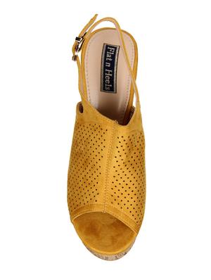 yellow suede ankle strap sandals - 15386135 - Standard Image - 4