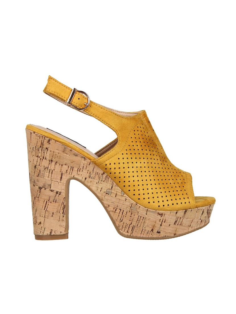 yellow suede ankle strap sandals - 15386135 - Zoom Image - 2