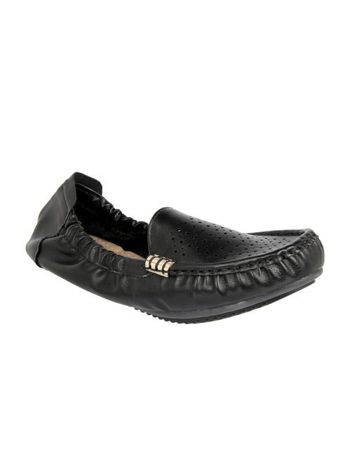 black leatherette slip on loafers - 15386181 - Standard Image - 1