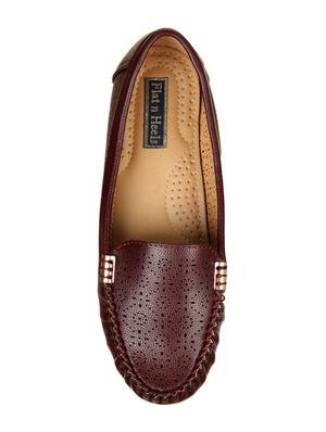 maroon leatherette slip on loafers - 15386182 - Standard Image - 4