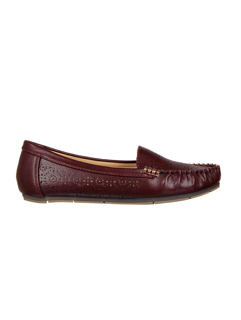 maroon leatherette slip on loafers - 15386182 - Zoom Image - 2