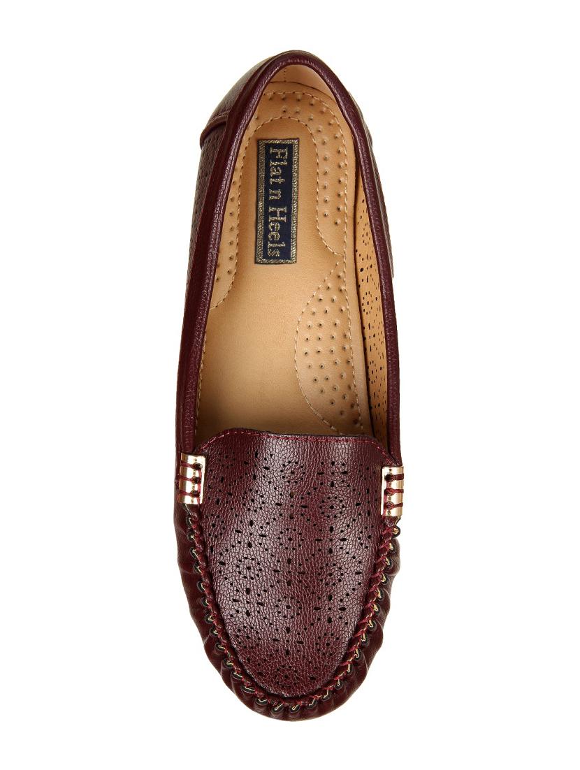 maroon leatherette slip on loafers - 15386182 - Zoom Image - 4