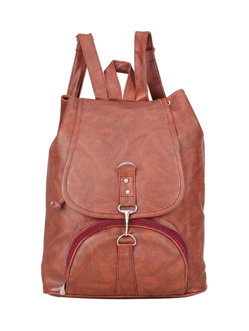 brown leatherette (pu) regular backpack - 15386289 - Standard Image - 1