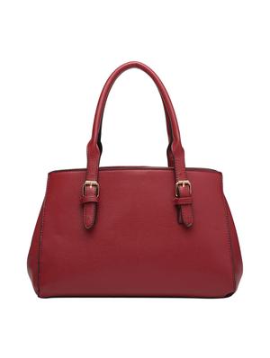 maroon leatherette (pu) regular handbag - 15386412 - Standard Image - 2